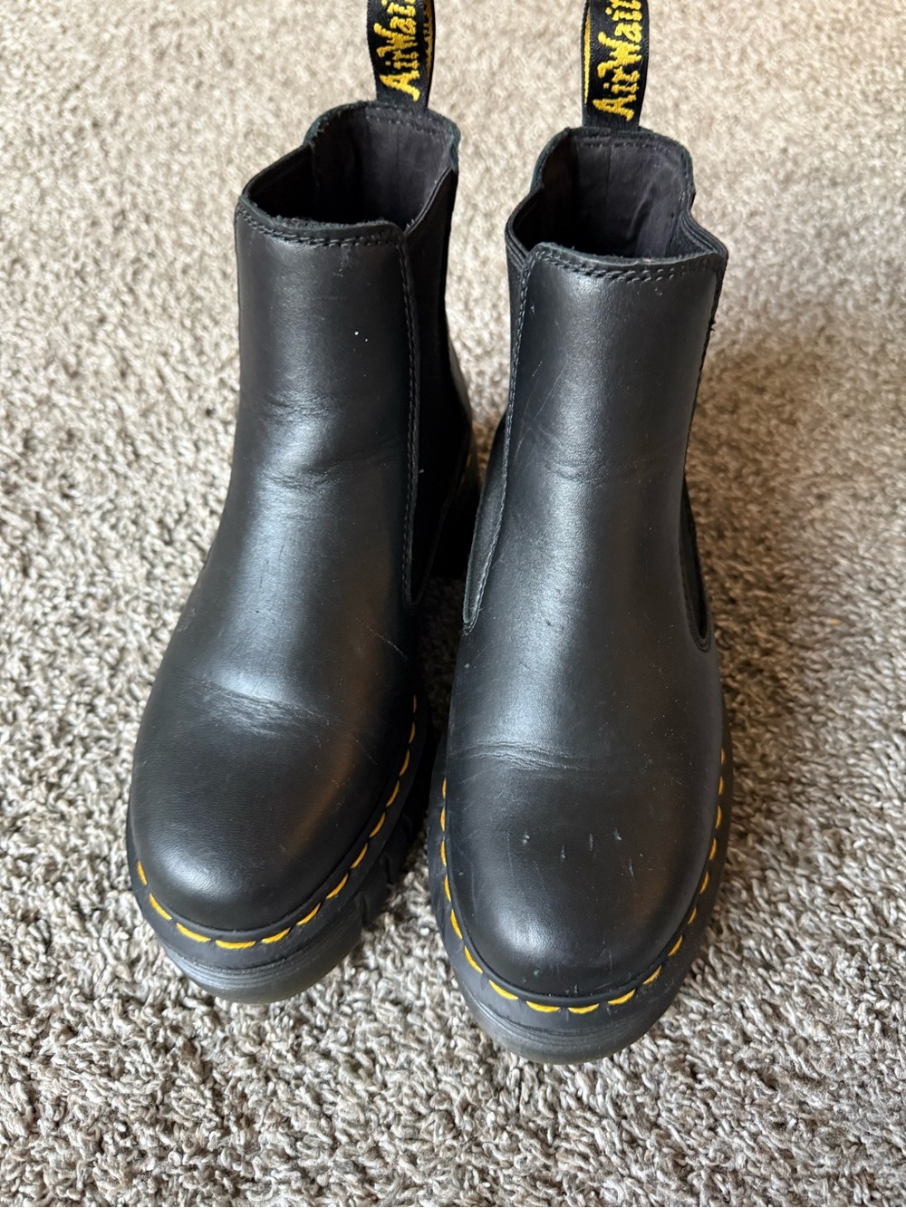 Dr. Martens platform Chelsea Boots with Yellow Stitching